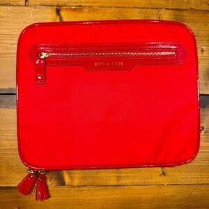 Anya Hindmarch Bits & Bobs Red Nylon iPad Tablet Case Organizer Designer